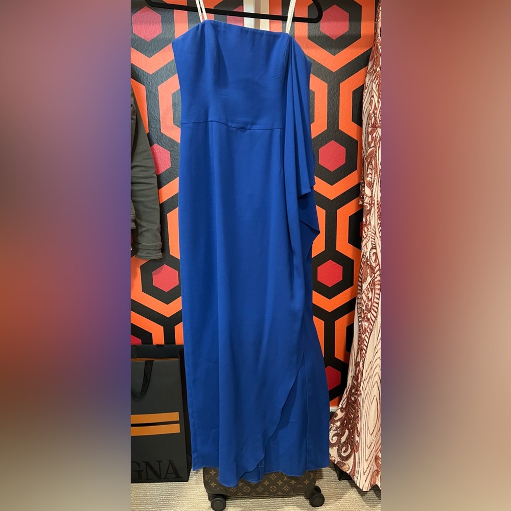Halston blue even gown